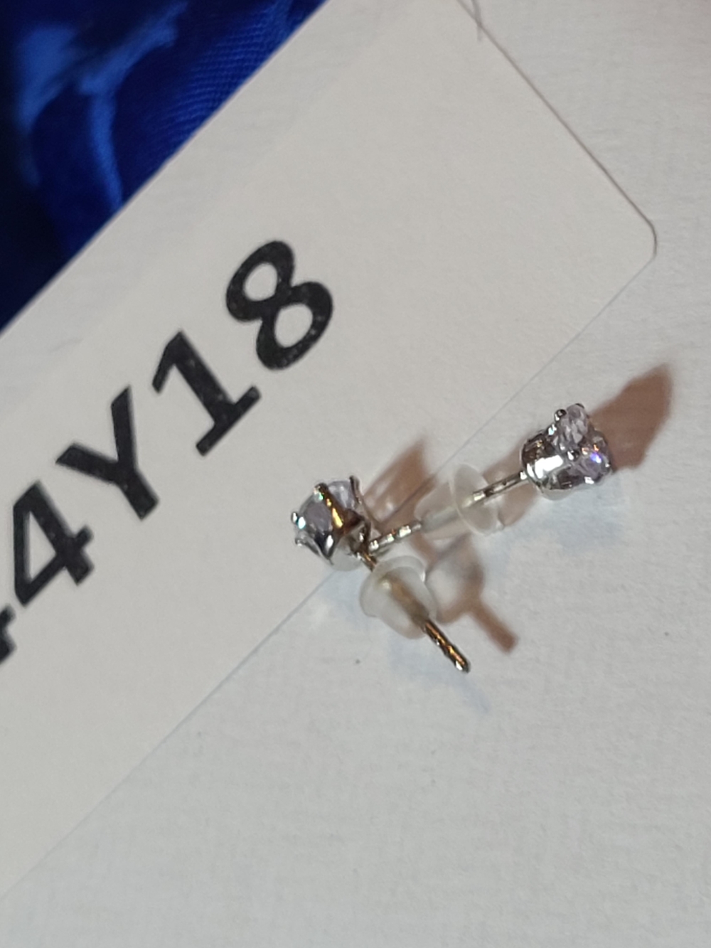 Vintage Silver Clear CZ Stud Earrings